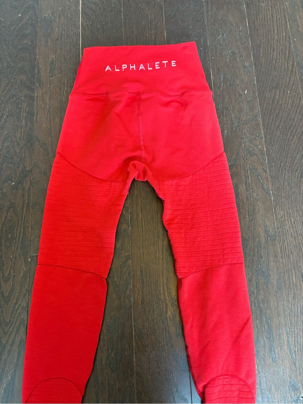 Alphalete Bright Red Ribbed Seam Leggings